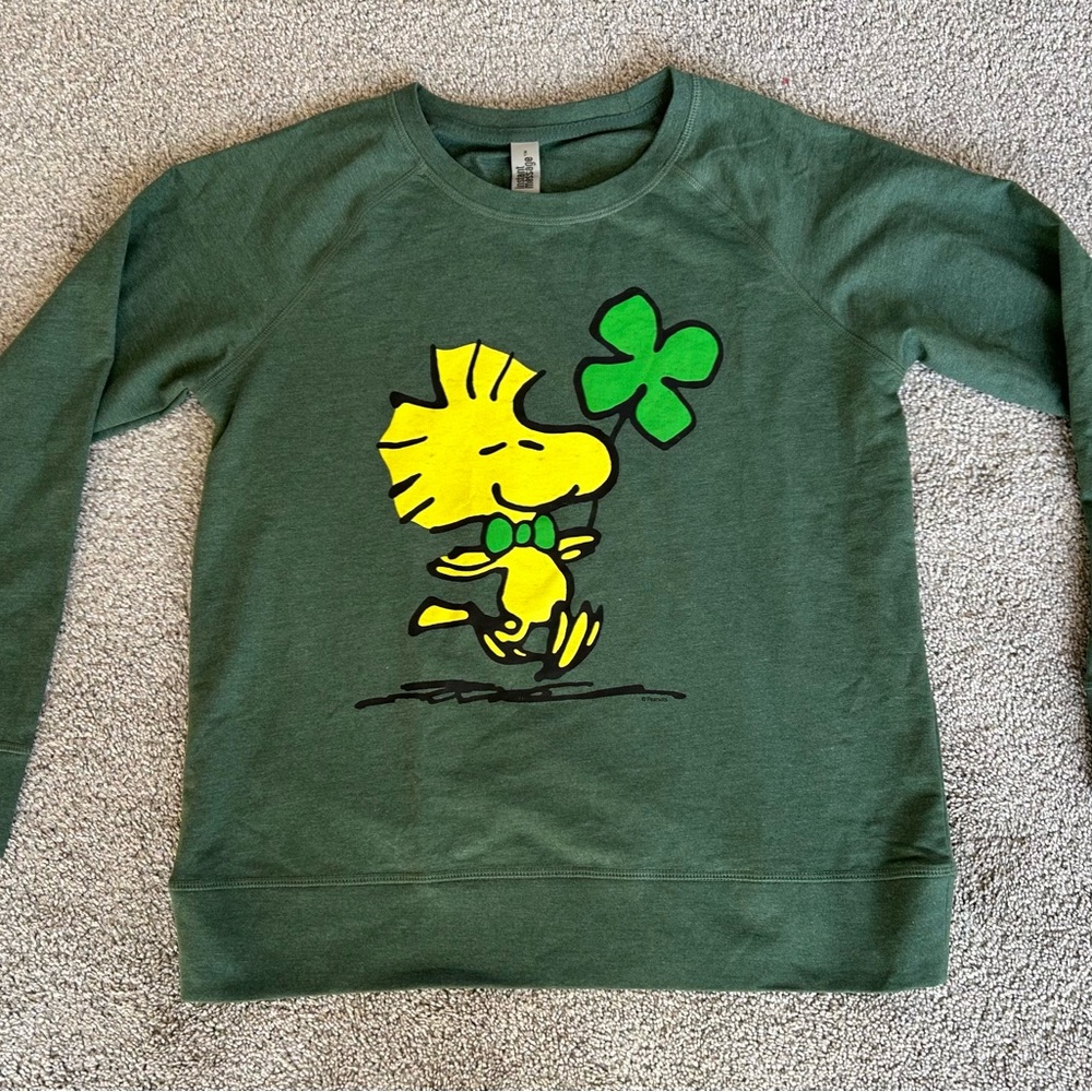 Peanuts Woodstock with Clover Long Sleeve Tee - Green